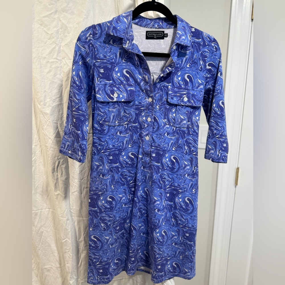 Duffield Lane Blue and White Patterned Dress